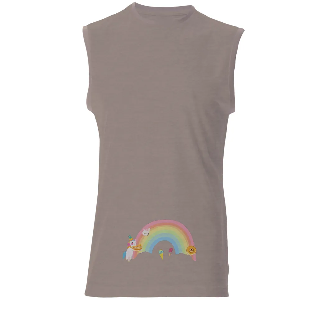 Graphic Tees: Whimsical Unicorn Under a Rainbow of Joy|plus size rainbow brite t shirt