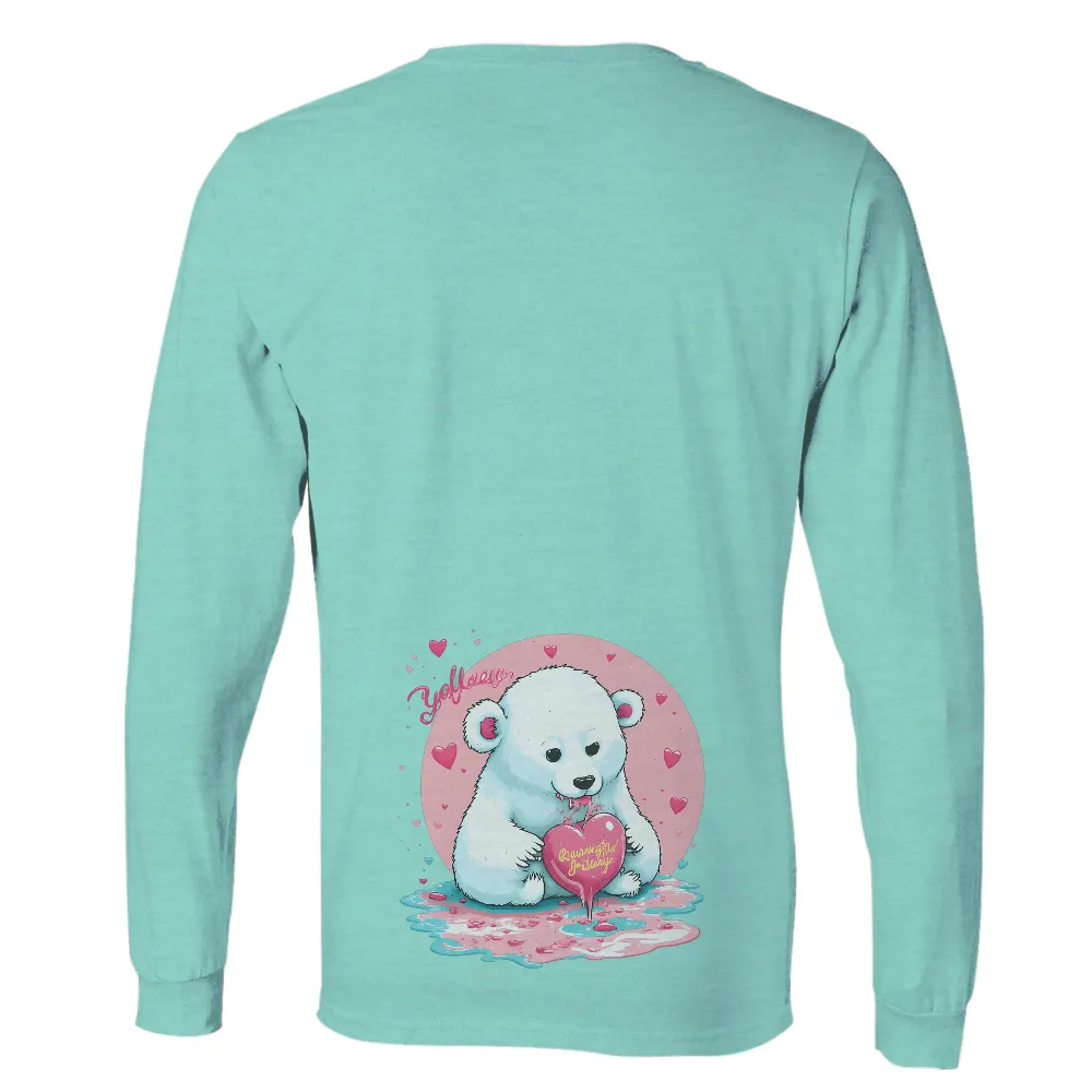 T-Shirts Custom: Love Bear with Melting Heart - Artistic Designs|t shirt with rainbow heart