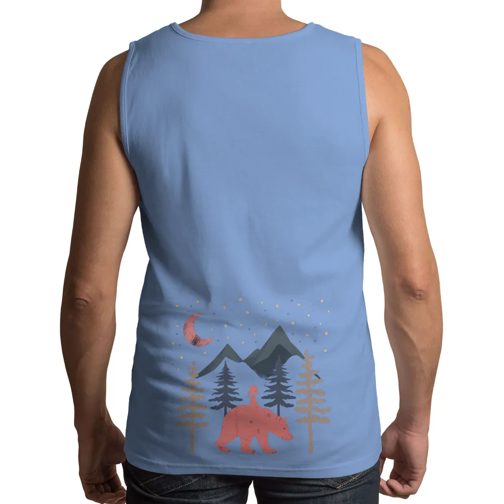 TShirt Design: Journey Through the Night with a Bear| Forest landscape