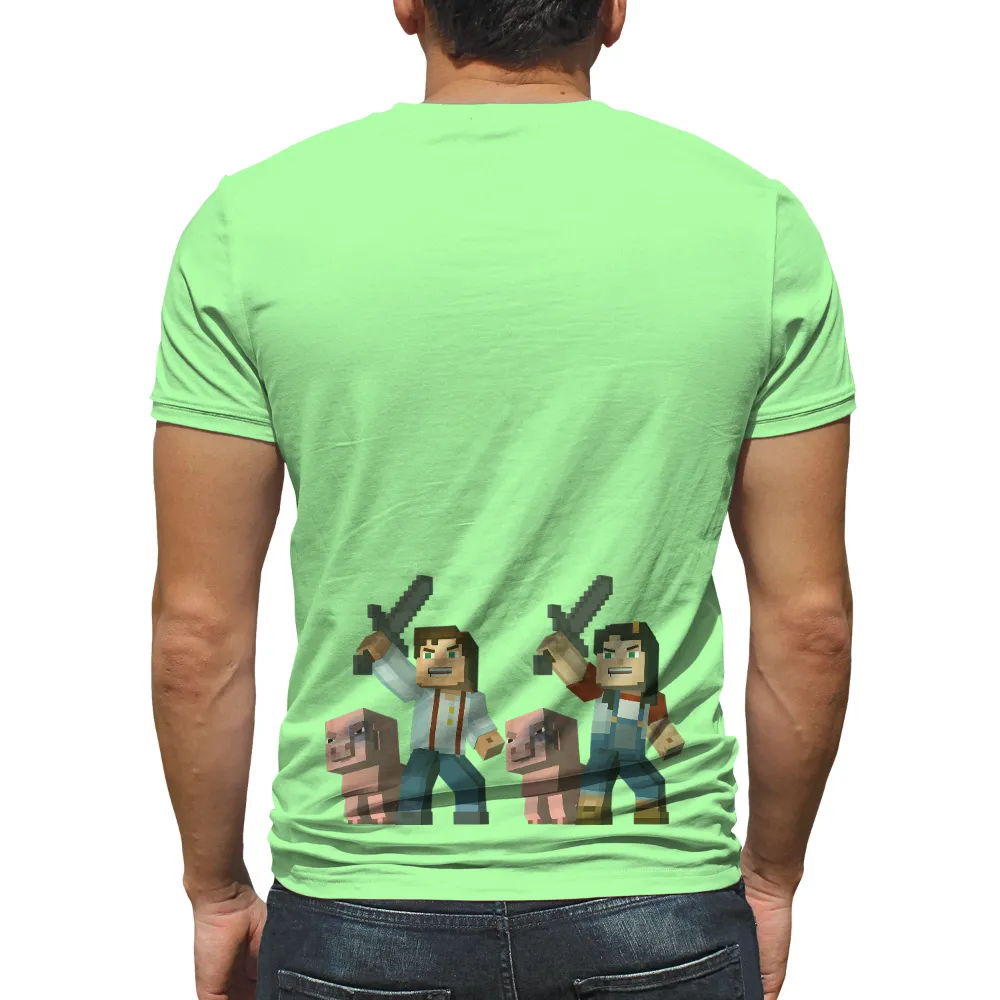 Customized Tee Shirts: Minecraft Adventure with Steve and Alex Pixel Art|superman and wonder woman couple shirts