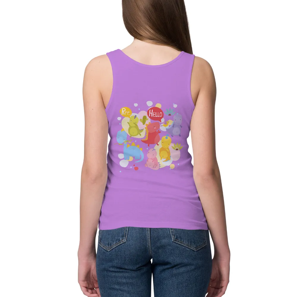 Custom T-Shirt Printing: Colorful Dinosaur Friends - Artistic Designs|military t shirts humor uk