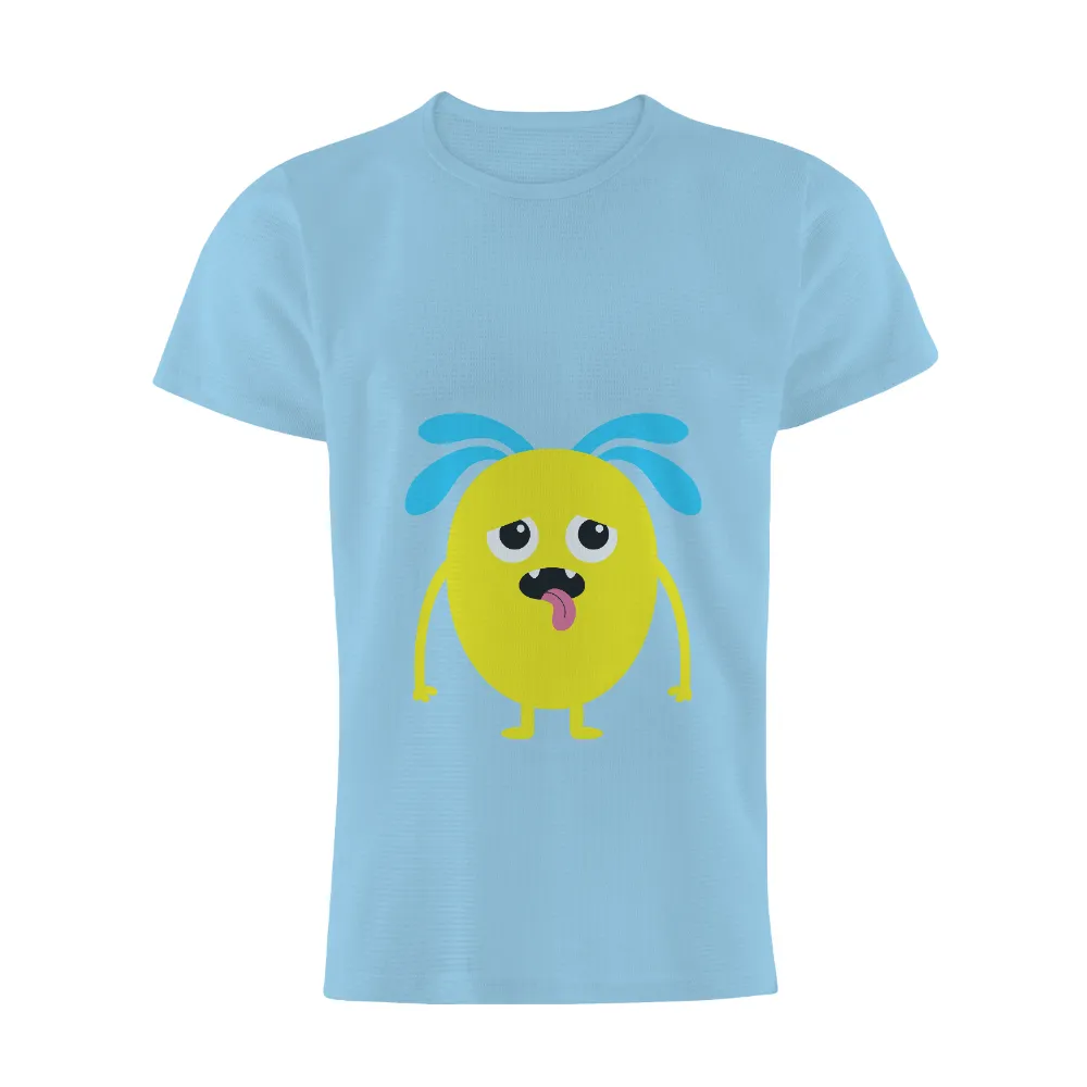 Tee Shirt Printing: Zippy the Playful Monster - Funny & Unique Design|neon yellow bleached shirt