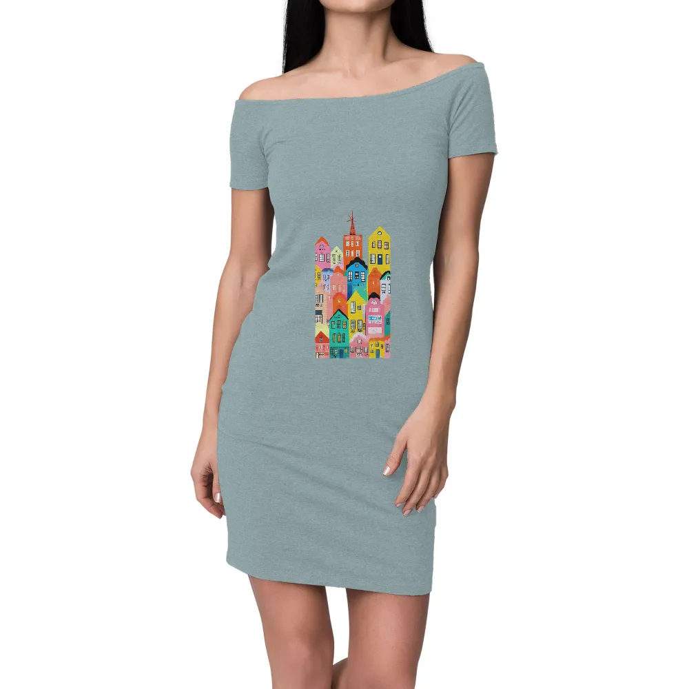 Shirts Graphic Tees: Whimsical City Life in Colorful Buildings|i love the 80s t shirt next day delivery