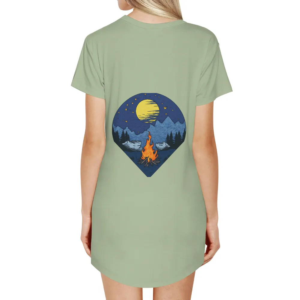 Tee Shirt Printing: Bonfire Under the Stars - Nature's Warmth|blue moon long sleeve t shirt