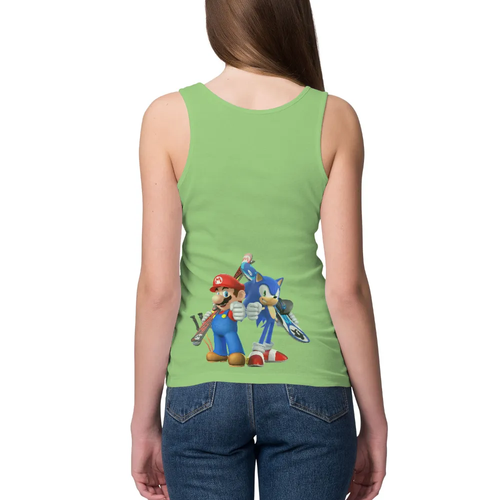 Customized Tee Shirts: Mario and Sonic Ski Adventure|mario hilario shirt