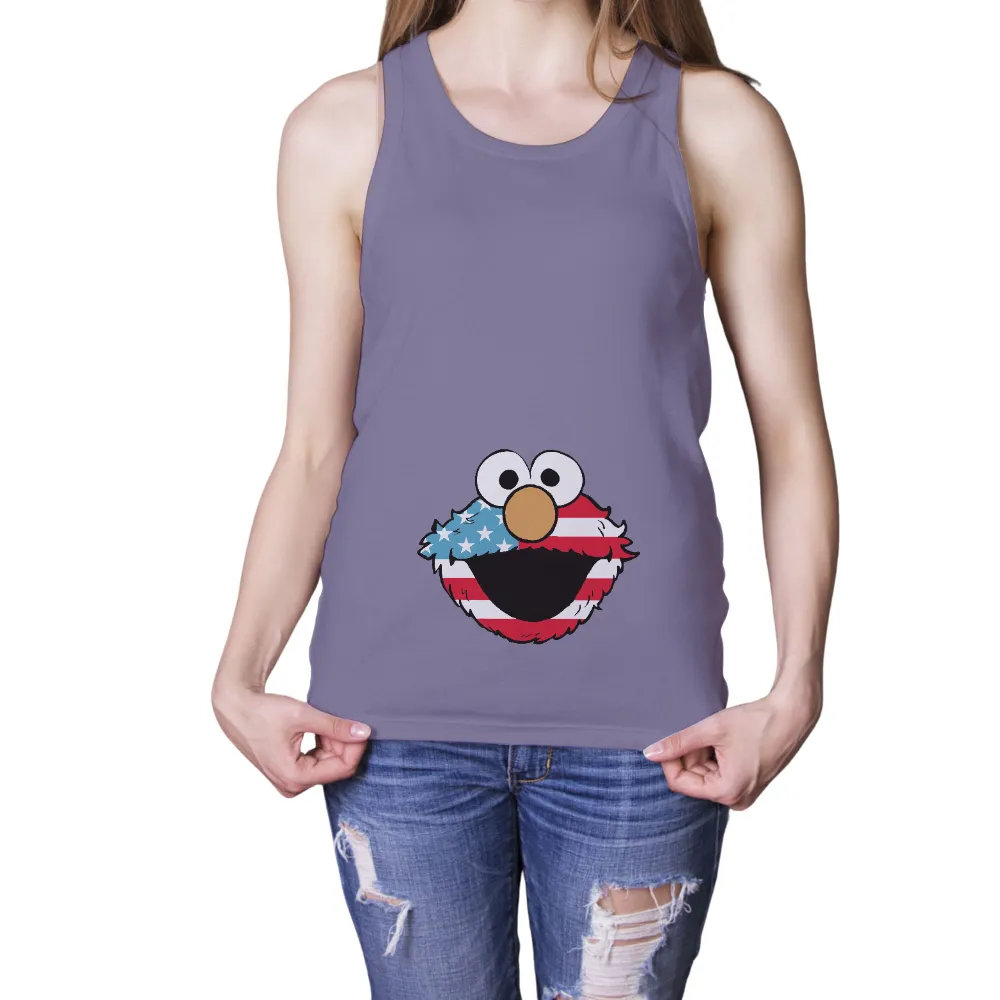 Elmo TShirt Printing: Patriotic Cheer with Stars and Stripes|bleached american flag shirt