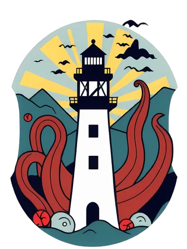 Shirts Graphic Tees: Lighthouse & Tentacles - Nautical Mythology