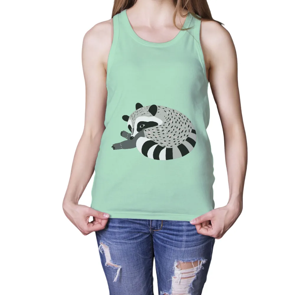 T-Shirts Custom: Whimsical Raccoon Design - Artistic and Comfortable|shirt bit design