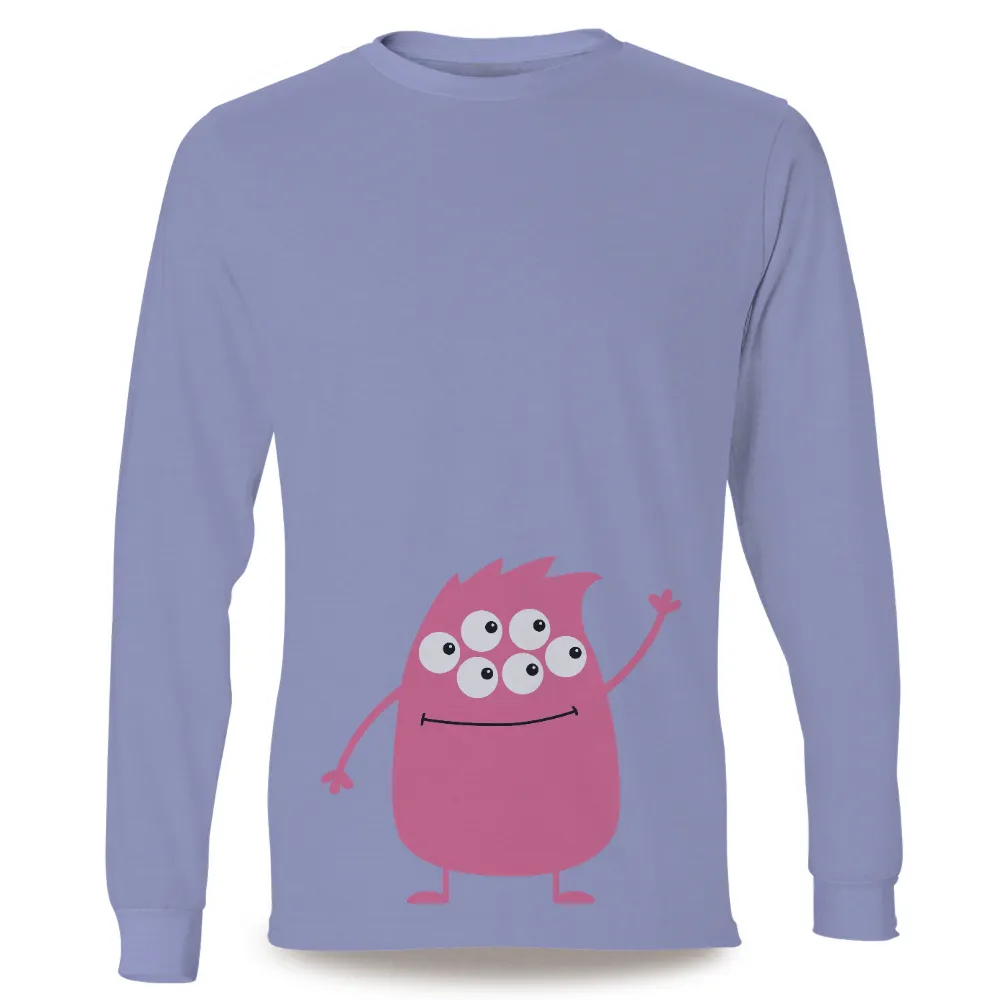 Graphic Tees: Cheerful Pink Monster with Five Eyes|milano calou vibrant summer shirt