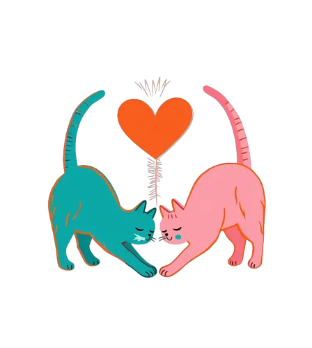 TShirt Design: Cats in Love - Heart-Shaped Tree