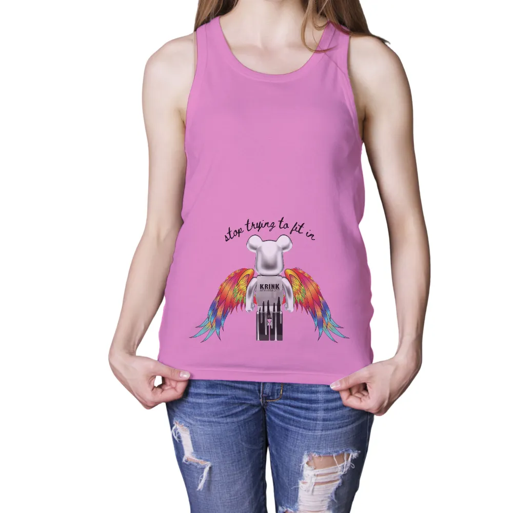 T-Shirt Printing: Krink Bear with Rainbow Wings - Artistic Urban Culture|rainbow women's t shirt