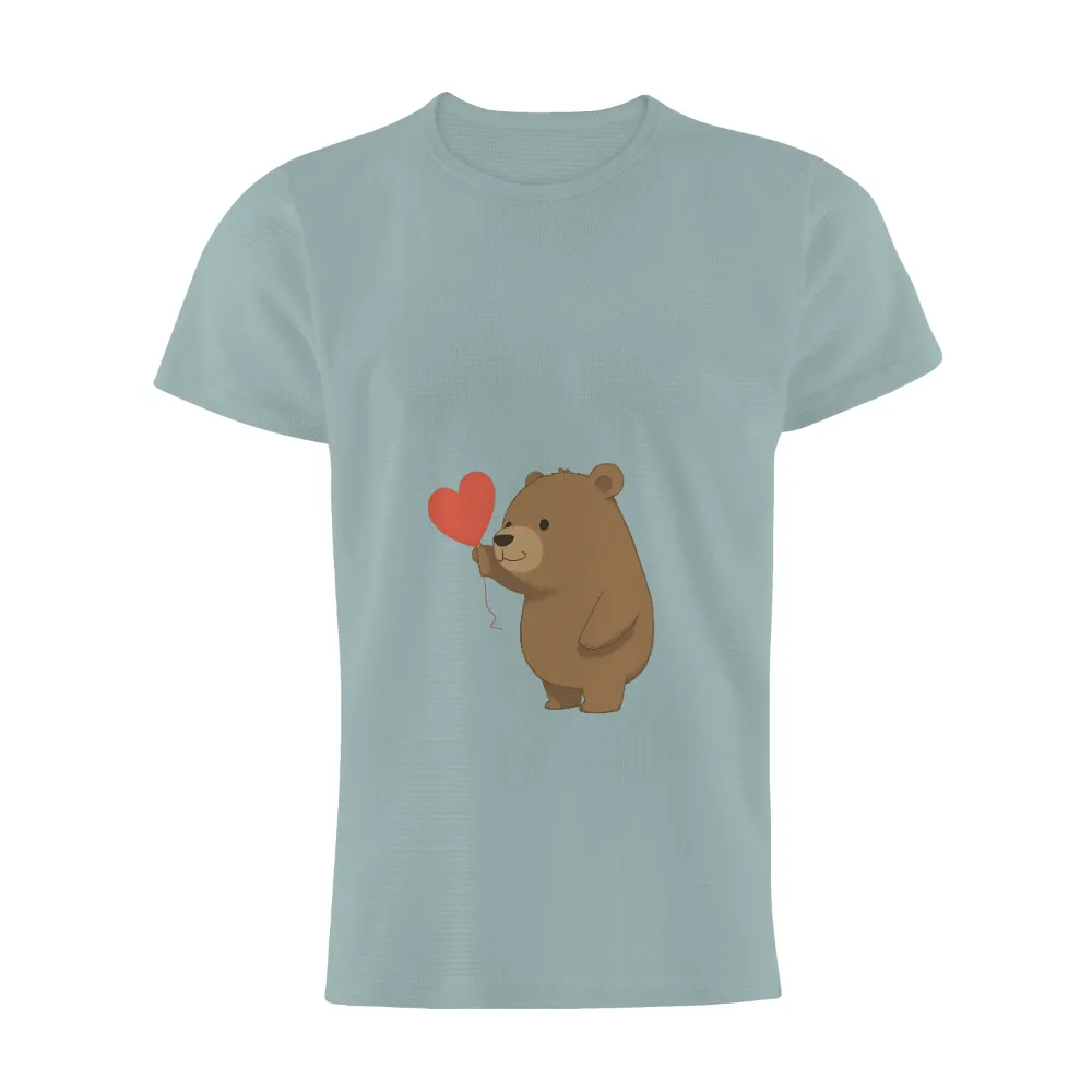 Tee Shirts Printed - Bruno the Bear Spreads Love with Heart Balloon|cute st louis cardinals t shirts