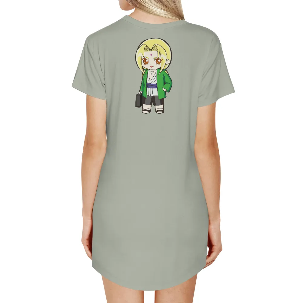 Graphic Tees: Tsunade's Strength and Resilience in Chibi Style|sake graffiti