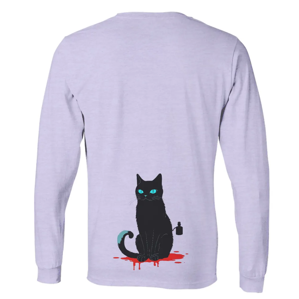 Tee Shirt Printing: Midnight's Secrets - Black Cat with Glowing Eyes and Blood|roblox blood t shirt id