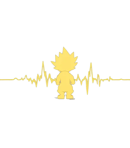 TShirt Design: Goku's Heartbeat - Anime Hero Silhouette