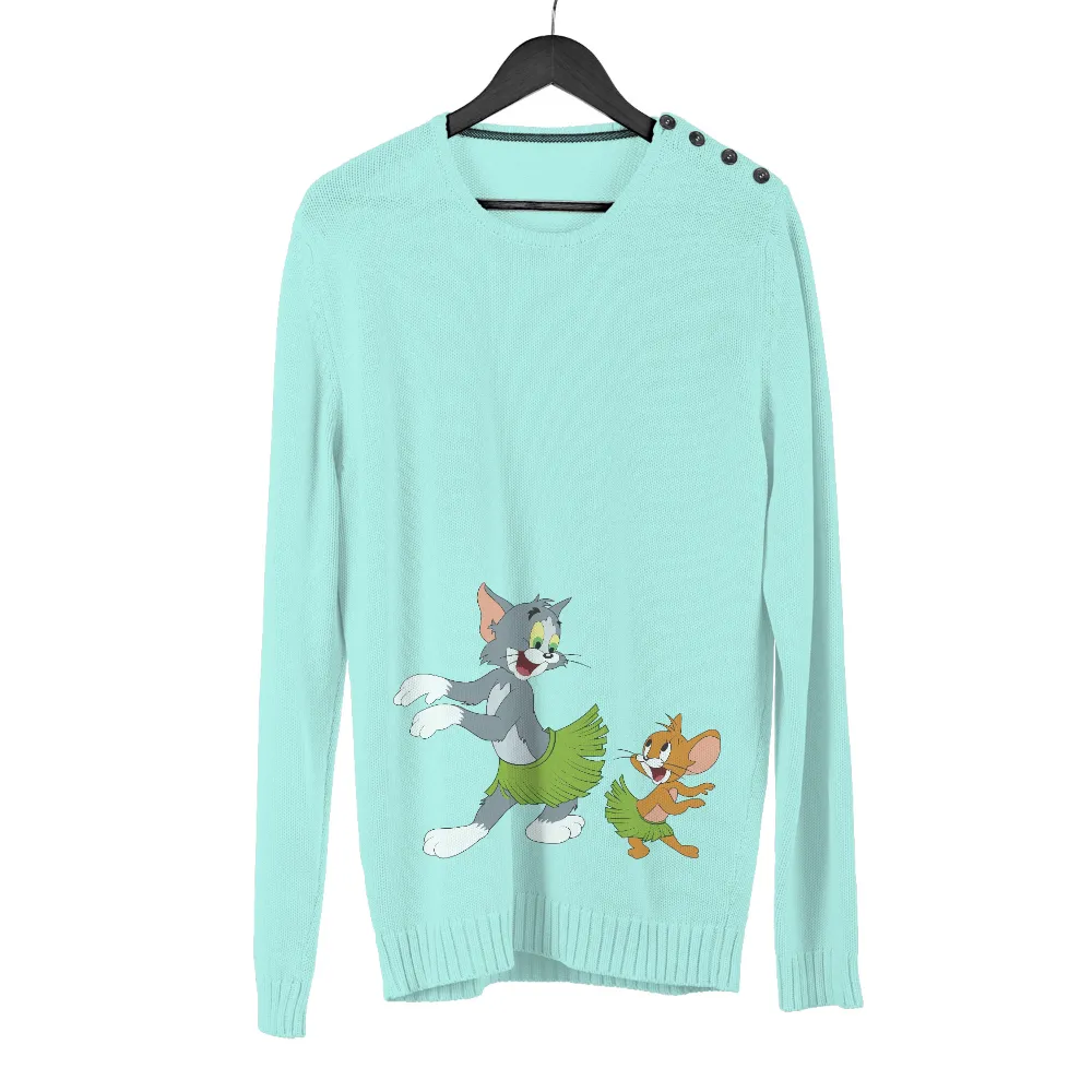 Tee Shirts Printed: Tom and Jerry Dancing in Hawaiian Skirts|nostalgia t shirts online