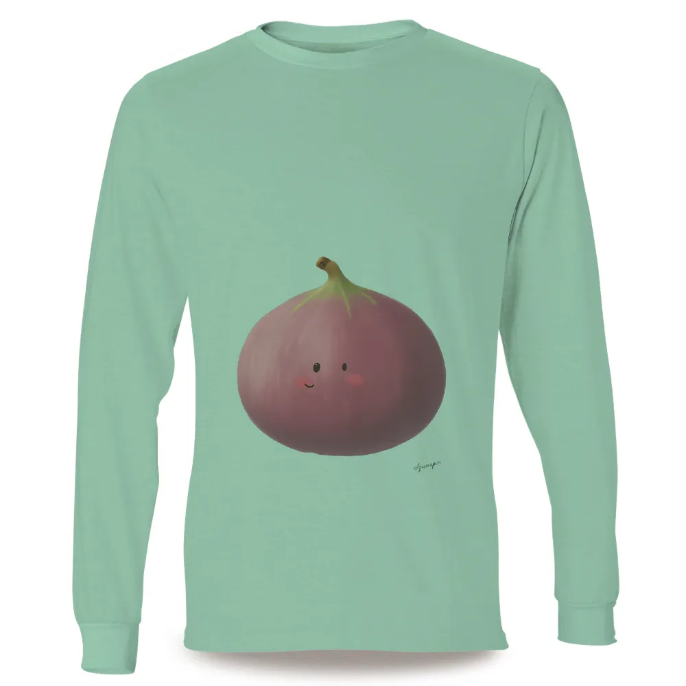 T-Shirts Design: Fiona the Happy Fig|green bleach dye shirt