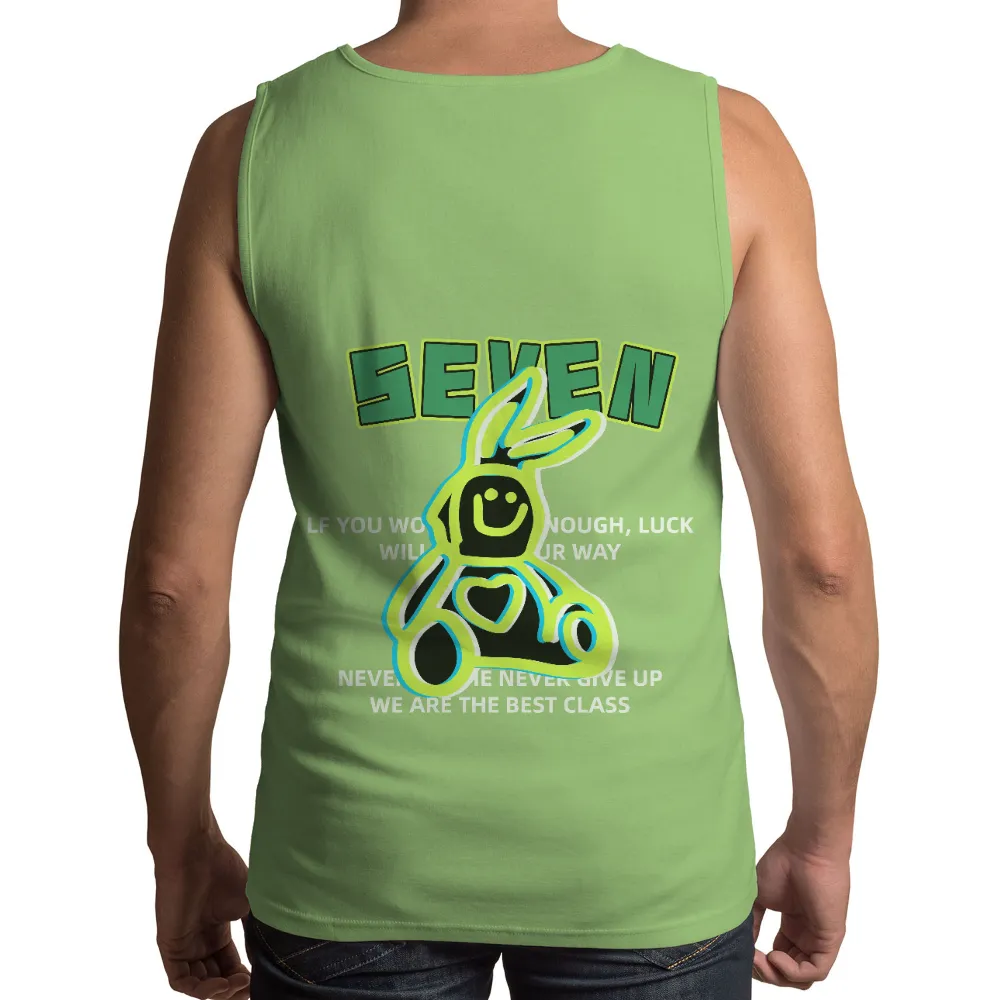 TShirt Design: Cheerful Green Bunny with Heart - SEVEN|may my soul shout love shirt