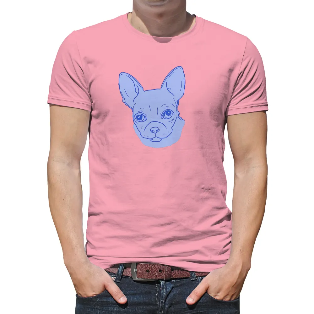 Tee Shirt Printing: Minimalist Blue French Bulldog Design|blue butterfly print longline shirt