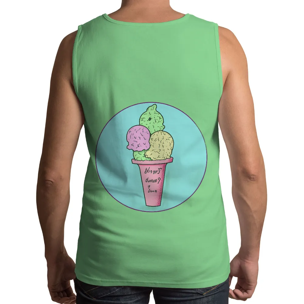 Tee Shirts Printed: Whimsical Ice Cream Cone - Summer Memories| colorful ice cream scoops