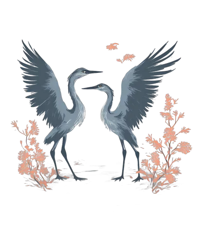 Shirts Graphic Tees: Herons in Harmony | Nature-Inspired Design