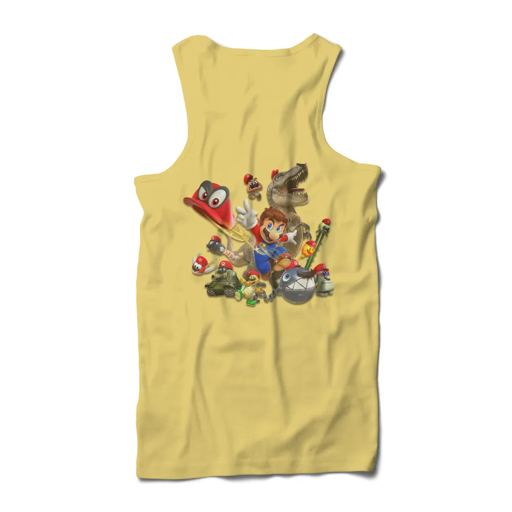 T-Shirts Design: Mario's Prehistoric Adventure|friends shirt with black cartoon characters