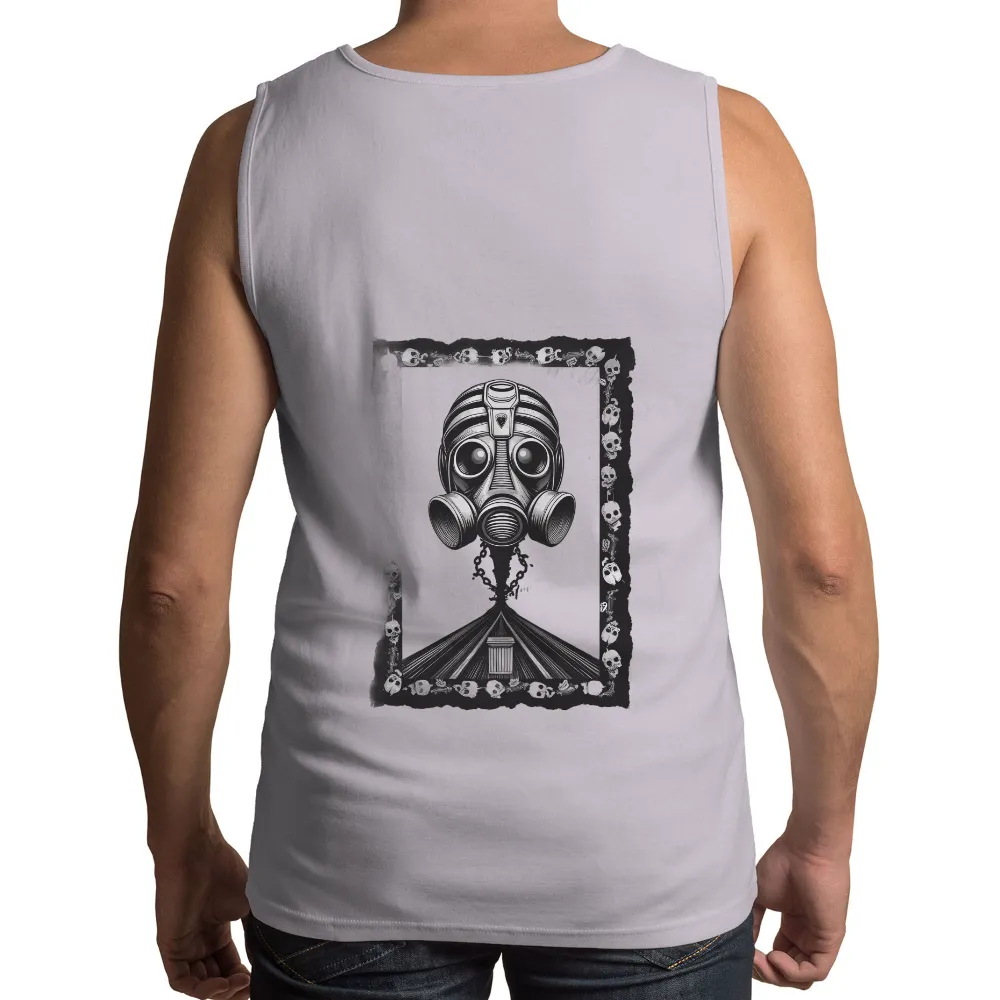 Custom T-Shirt Printing: Gas Mask Survival - Artistic Designs|dark blue shirt bleached