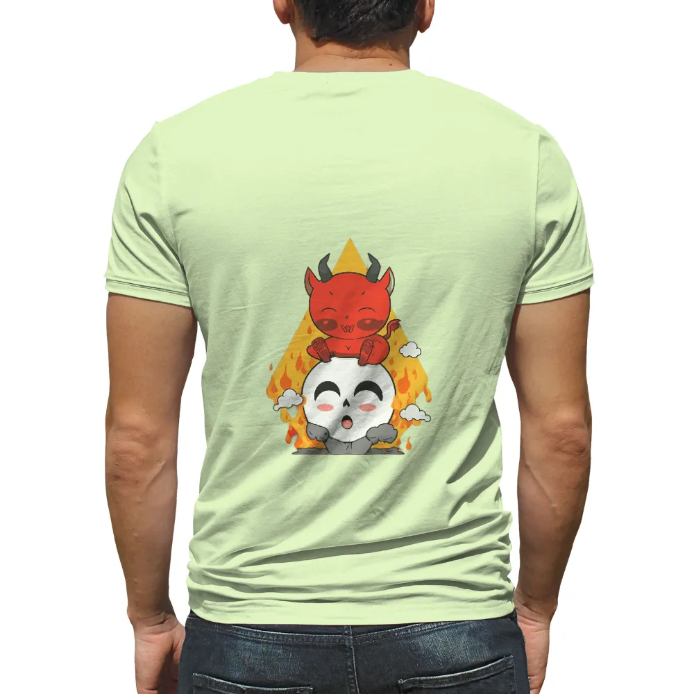 Tee Shirt Printing: Devilish Friendship - Funny & Playful Design|grey shirt cartoon