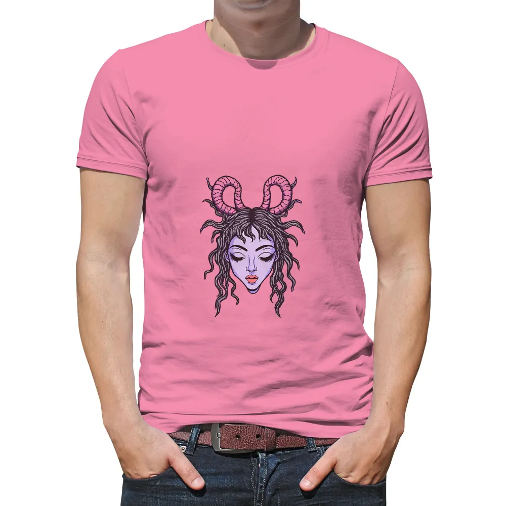 Mystical Figure with Spiral Horns: Unleash Your Inner Fantasy|final fantasy 35th anniversary ut graphic t shirt