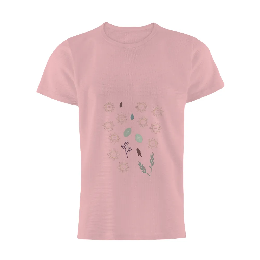 Customized Tee Shirts: Harmony of Sun and Leaves|edwin japanese sun long sleeve t shirt