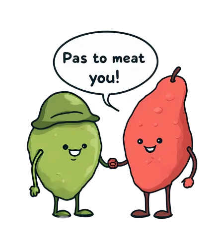 Shirts Graphic Tees: Pas to Meat You - Funny Pear and Lime Friendship