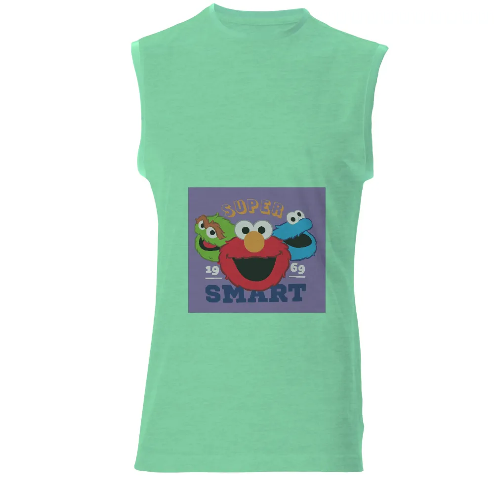 Custom T-Shirt Printing: Super Smart Sesame Street Characters|short sleeve vintage slub knit tunic t shirt for women