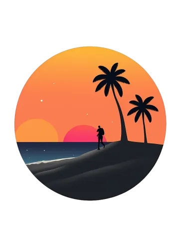 Tee Shirt Printing: Serene Beach Stroll - Minimalist Sunset Design