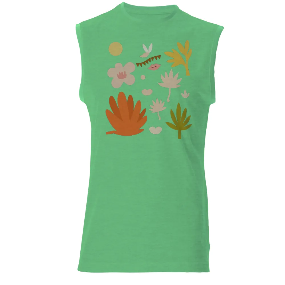 Custom T-Shirt Printing: Whimsical Nature Harmony|floral print knot hem butterfly sleeve top with shorts