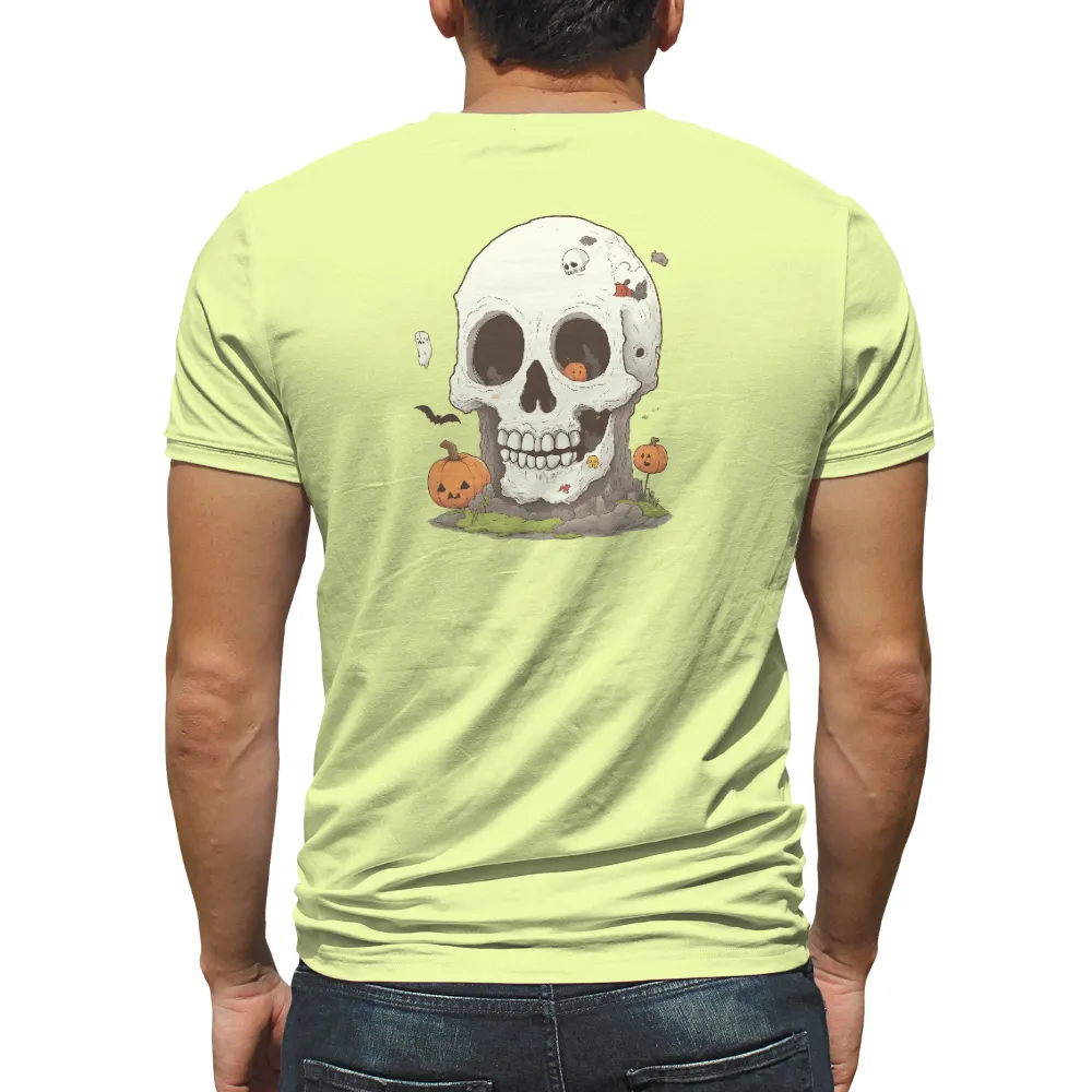 Tee Shirts Printed: Halloween Skull with Ghosts and Bats|dallas stars capfriendly