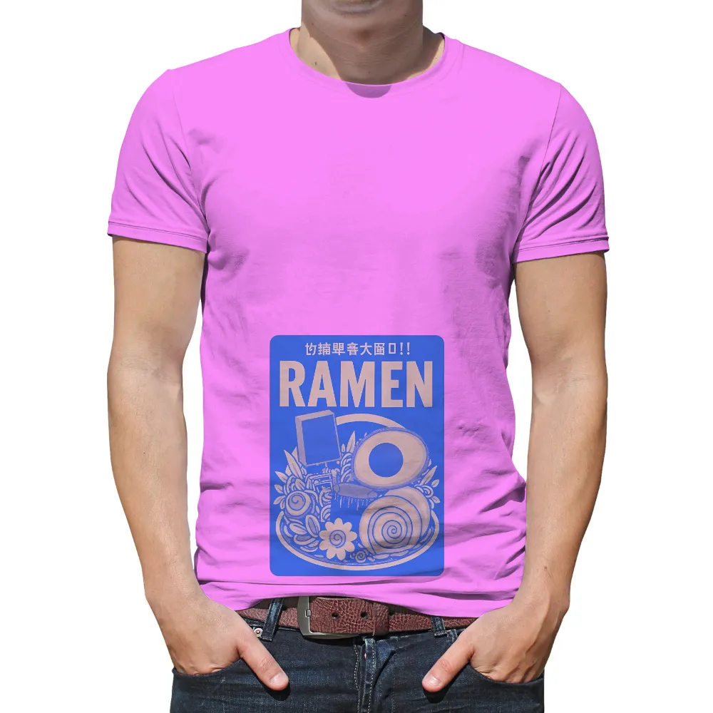 T-Shirts Design: Ramen Fusion - A Joyful Meal in Artistic Design| swirling noodles