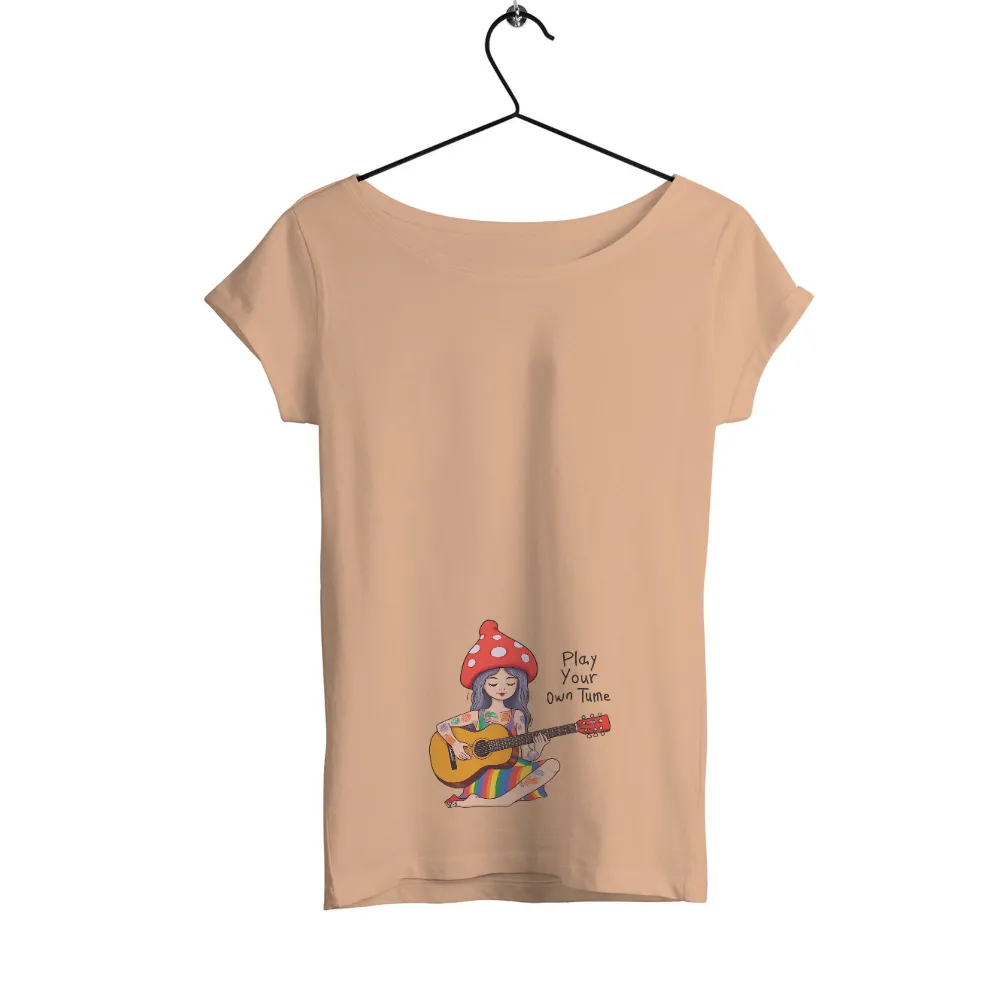 T-Shirts Custom: Play Your Own Tune with Whimsical Mushroom Hat Girl|unique mothers day shirt ideas