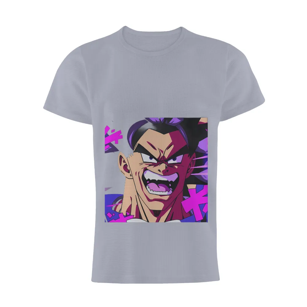 T-Shirts Design: Anime Character with Intense Expression| Unwavering spirit