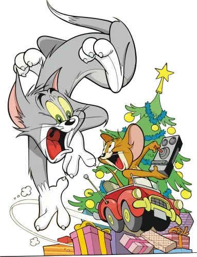 Customized Tee Shirts: Tom and Jerry's Festive Holiday Chase