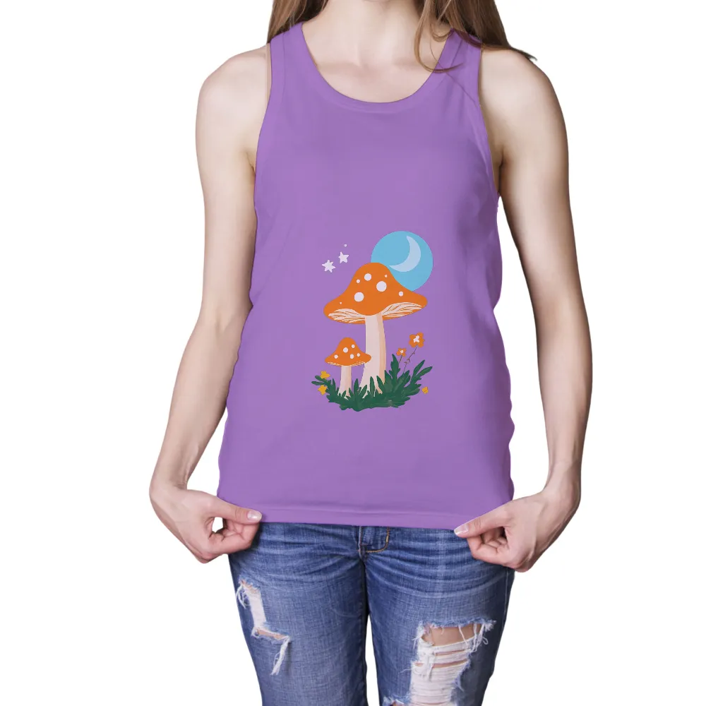 Graphic Tees: Enchanting Mushrooms Under the Moonlight|sun and moon t shirt kellogg's