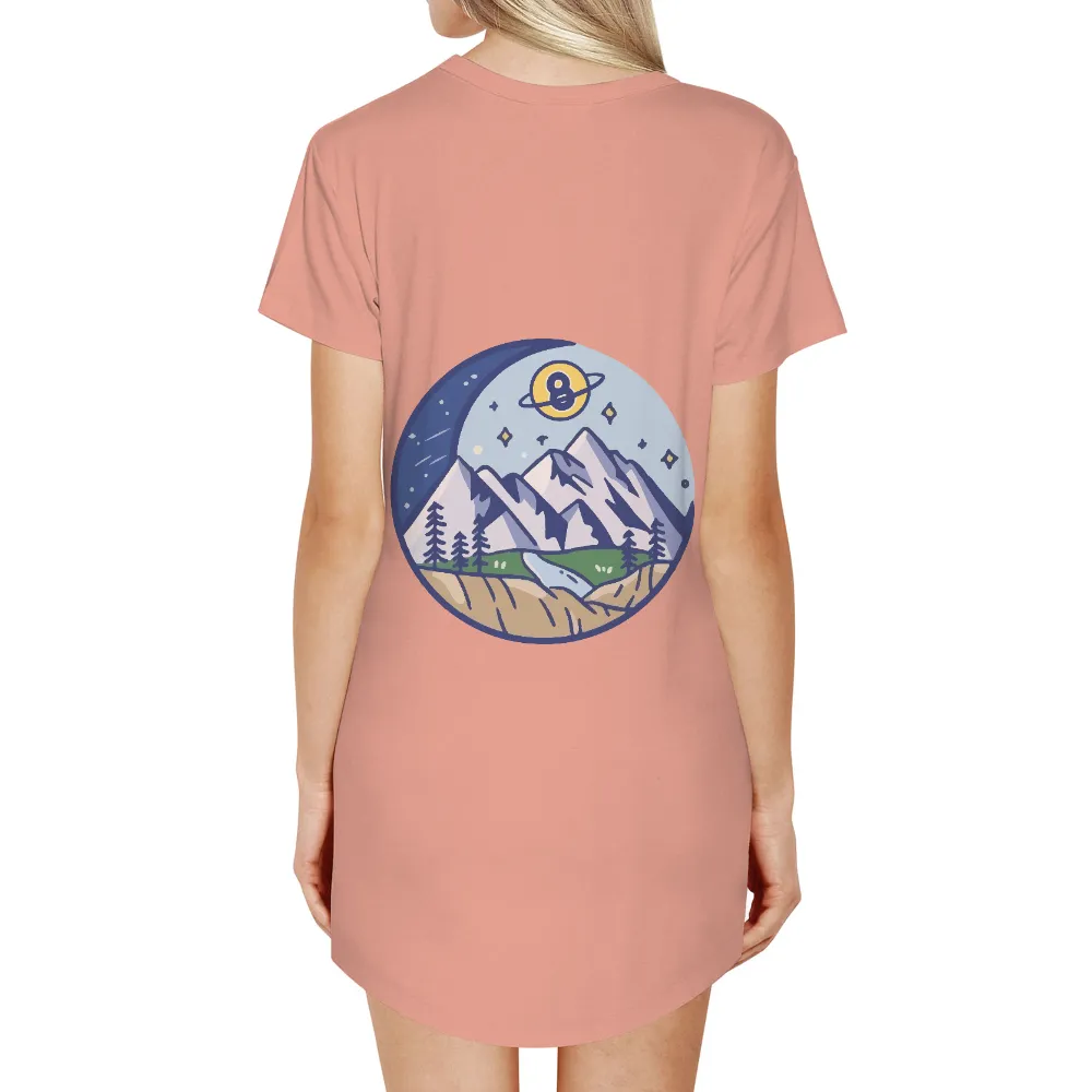 Customized Tee Shirts: Mountains and Universe - Artistic Design|shirt bit design