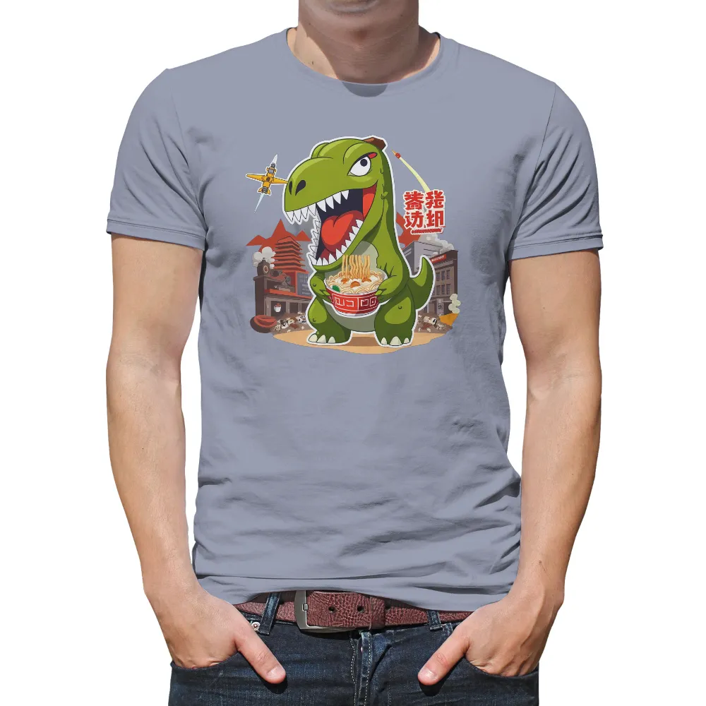 T-Shirts Pattern: T-Rex Loves Ramen - Funny & Quirky Design| iconic Japanese symbols