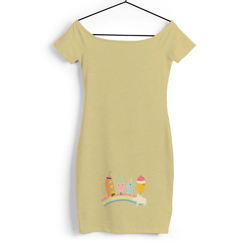 Customized Tee Shirts: Whimsical Rainbow Friends - Magical Childhood Imagination|white t shirt rainbow stripe