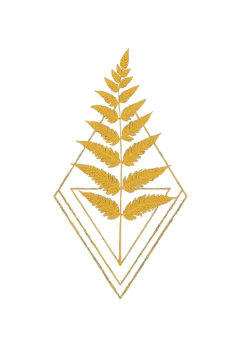 Golden Fern Tee Shirt Printing | Elegant Nature and Geometry Design