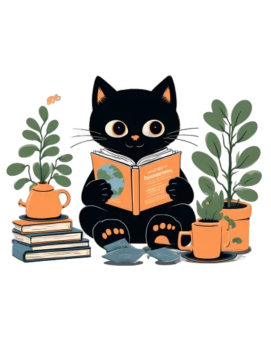 Tee Shirt Printing: Curious Cat Reading - Artistic Designs