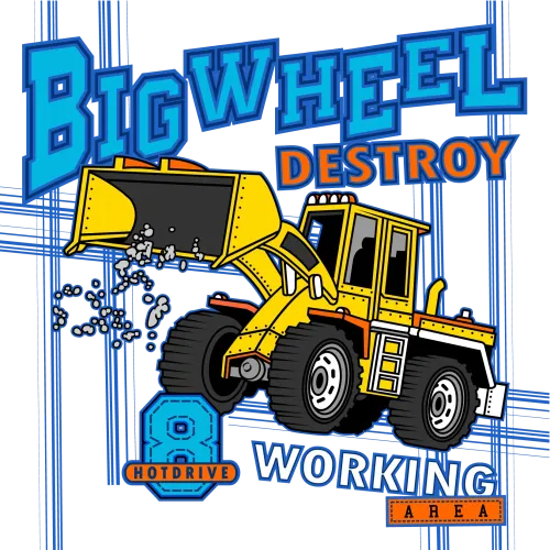 TShirt Design: BIG WHEEL DESTROY - Construction Vehicle Power