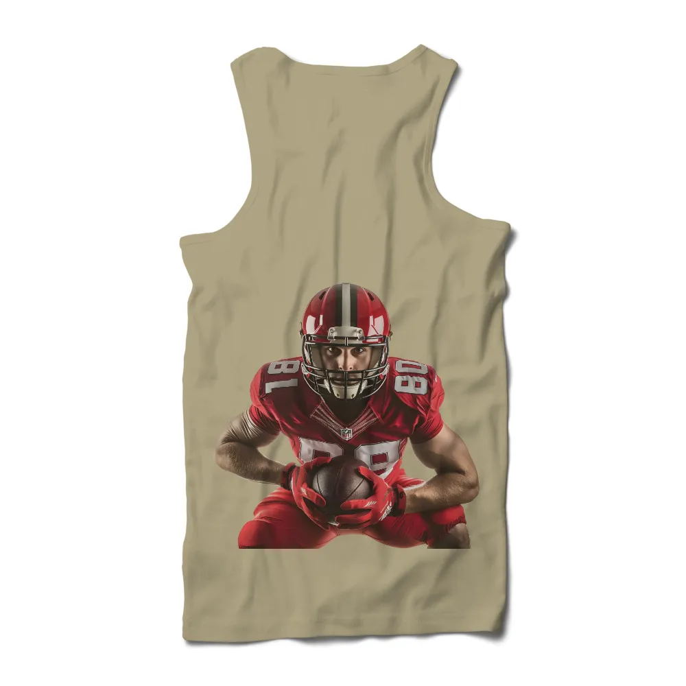 Custom T-Shirt Printing: Football Athlete in Red Jersey, Helmet, Stadium|red nose day outfits asda