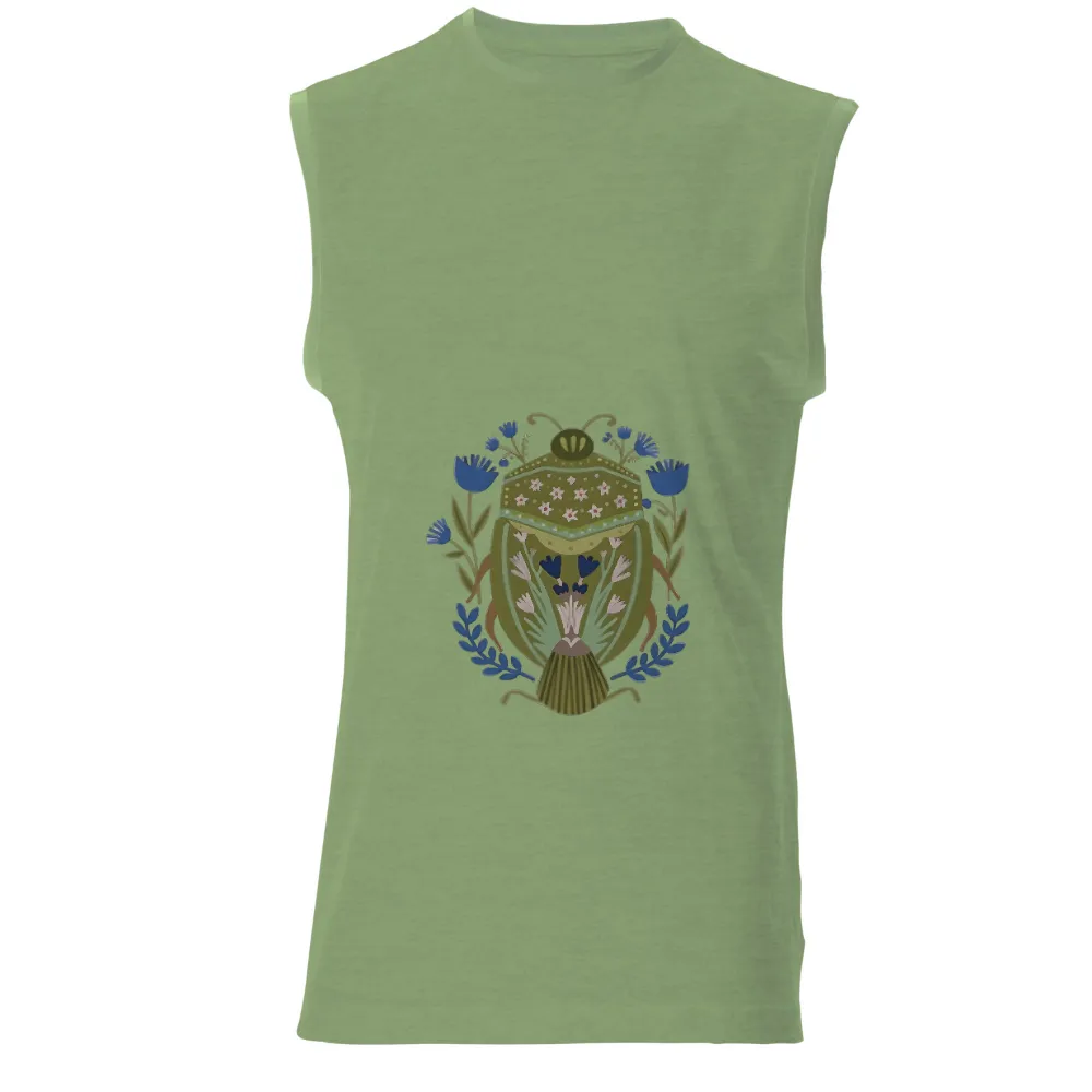 Graphic Tees: Scarab Beetle - Symbol of Transformation and Rebirth|Vibrant green scarab beetle