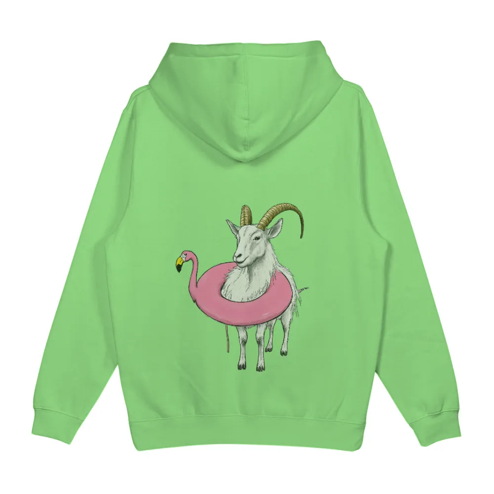 Tee Shirts Printed: Goat Summer Vacation Fun| Serious goat with playful float