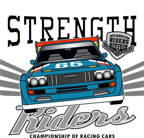 T-Shirts Custom: Strength Riders - Racing Car Design